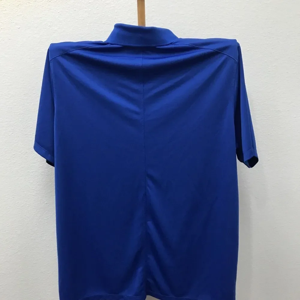 NIKE GOLF POLO SHIRT XL BLUE Logo DRI-FIT PERFORMANCE Button Collar Stretch